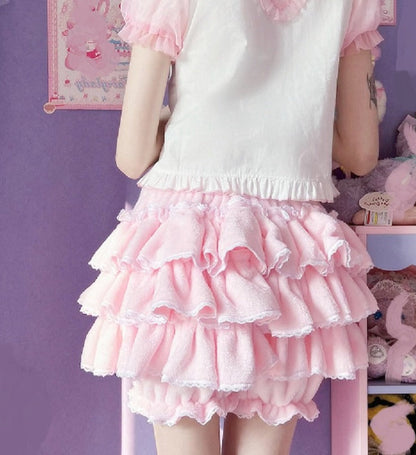 Pink Layered Cake Bloomer Shorts