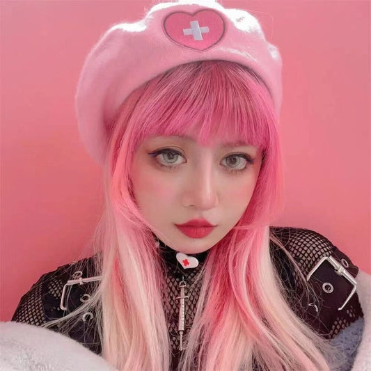 Pink Menhera Nurse Beret