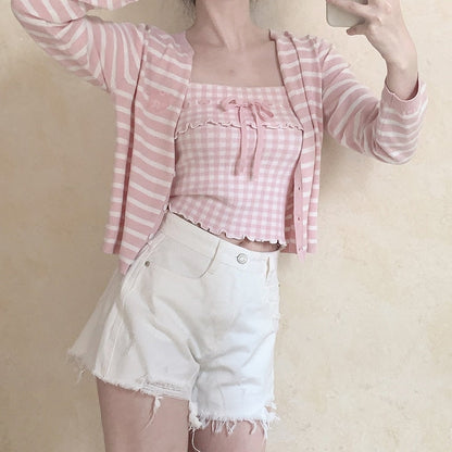 Pink Plaid Princess Crop Top