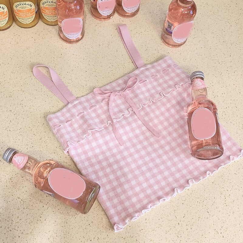 Pink Plaid Princess Crop Top