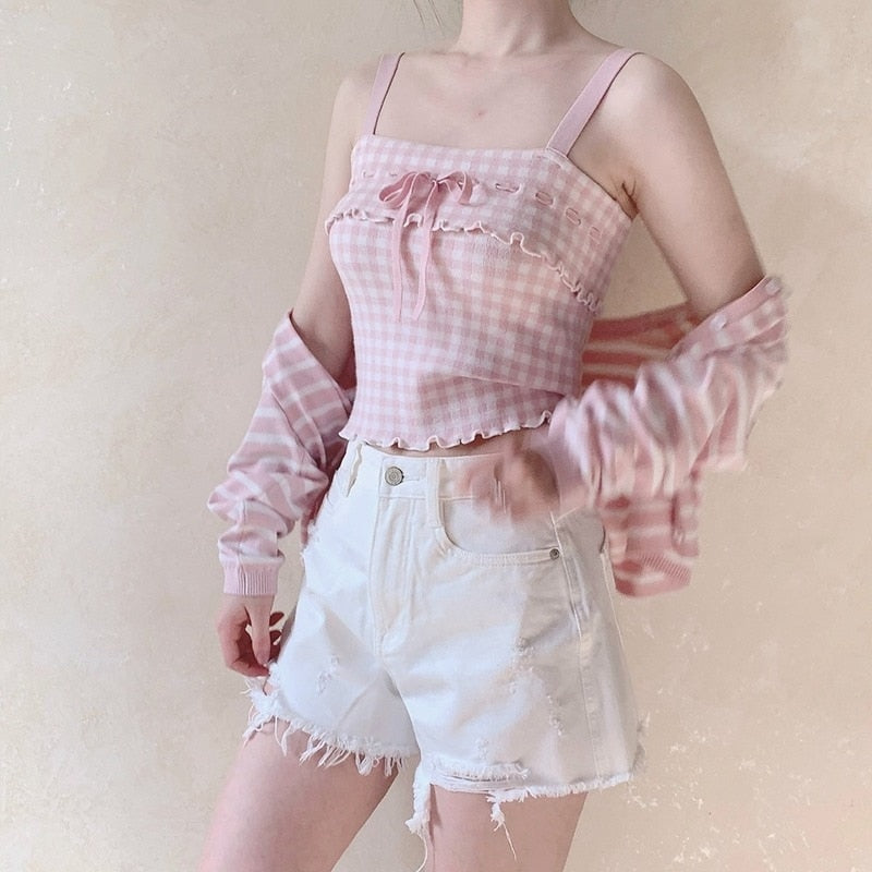 Pink Plaid Princess Crop Top