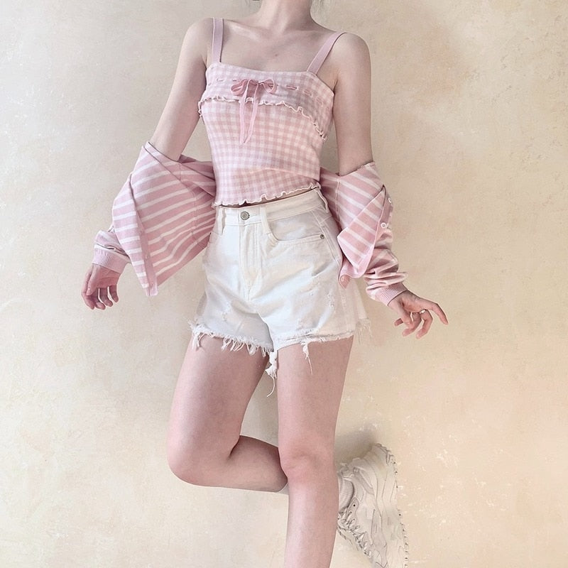 Pink Plaid Princess Crop Top