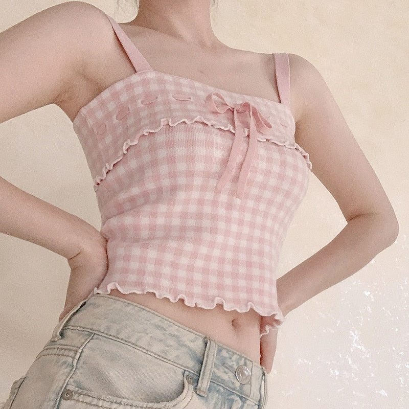 Pink Plaid Princess Crop Top