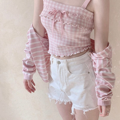 Pink Plaid Princess Crop Top