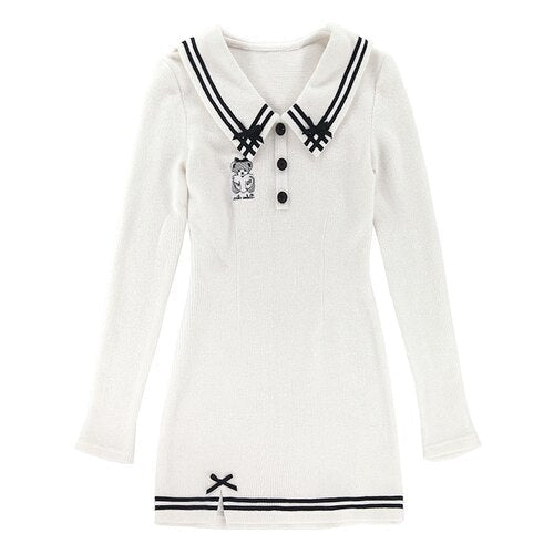 Pink Sailor Bear Sweater Dress