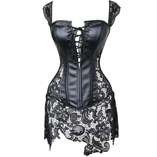 Pleather & Lace Corset Dress (Up to 6XL)