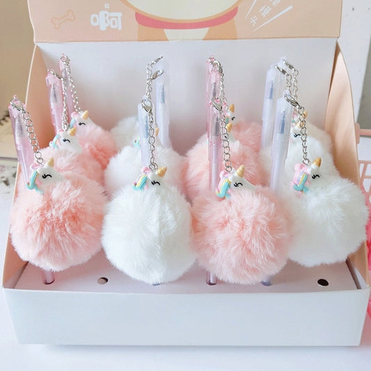 Plush Unicorn Pompom Pens