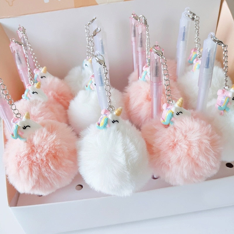 Plush Unicorn Pompom Pens