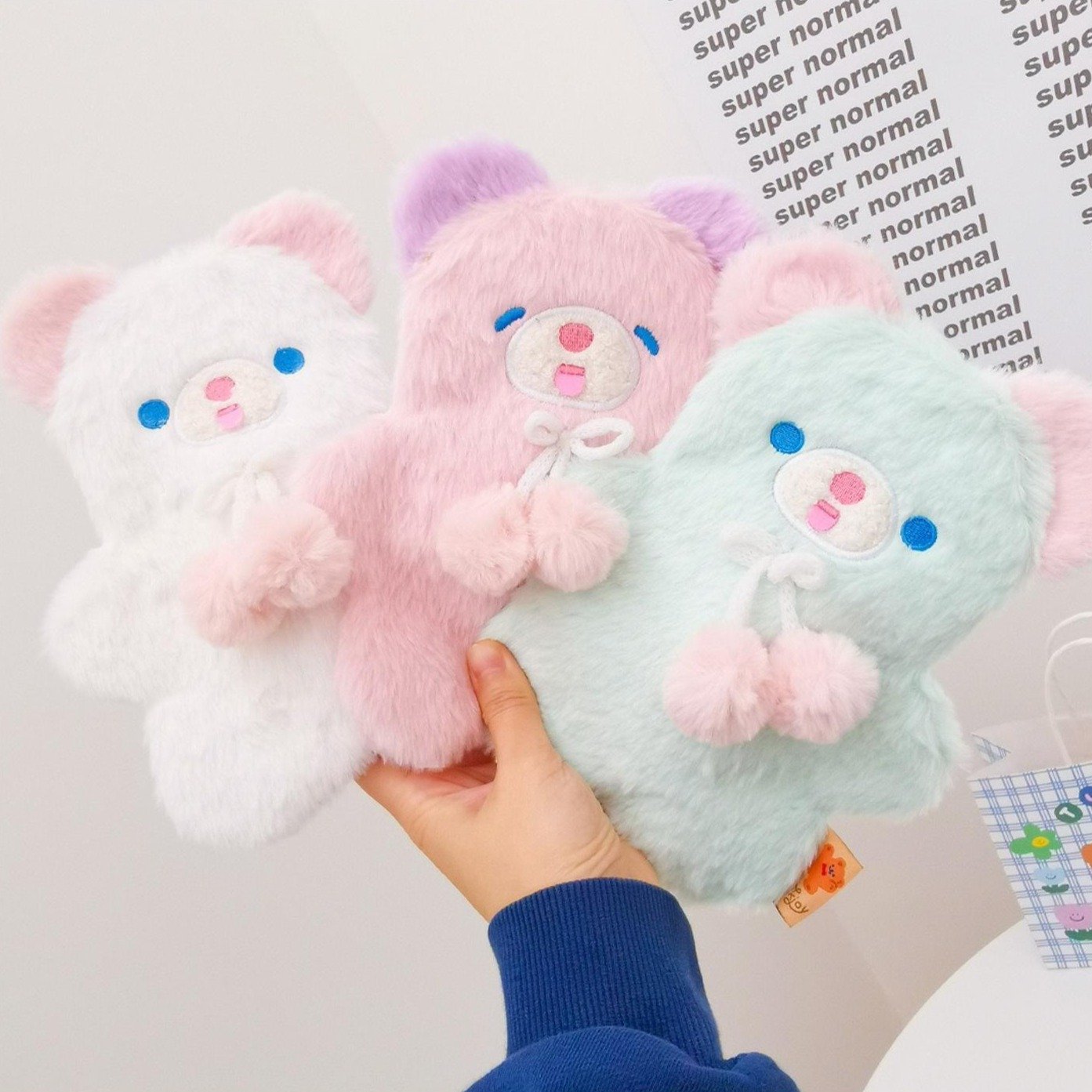 Fuzzy Pastel Bear Stationary Bag