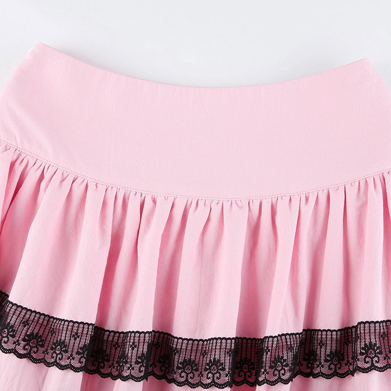 Pink Black Layered Skirt