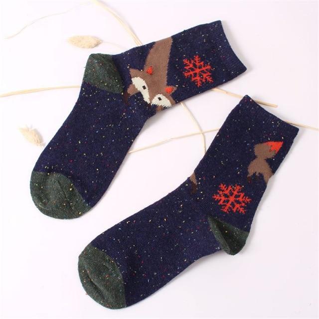 Snowy Little Fox Socks