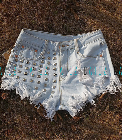 Studded Jean Shorts