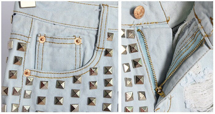 Studded Jean Shorts