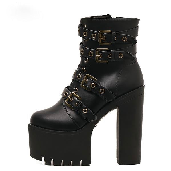 Punk Rock Buckle Boots