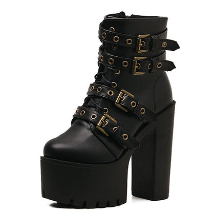 Punk Rock Buckle Boots