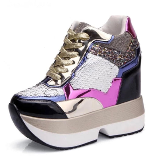 Sequin Platform Sneakers