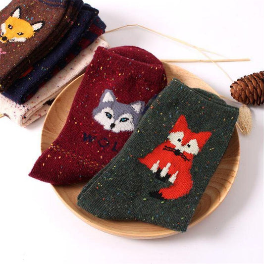 Snowy Little Fox Socks