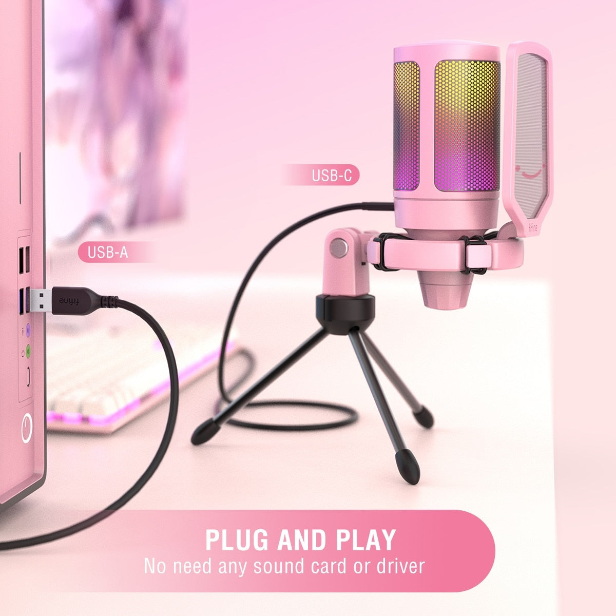 Professional Pink Streaming Microphone