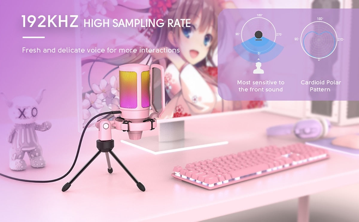 Professional Pink Streaming Microphone