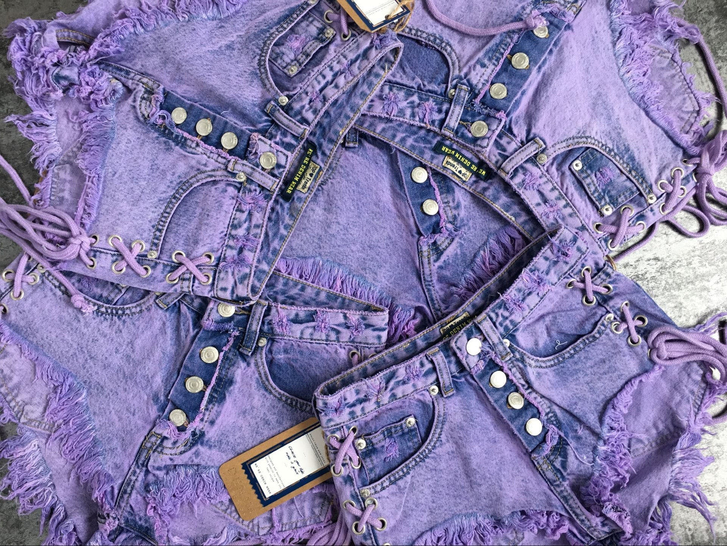 Purple Corset Jean Shorts