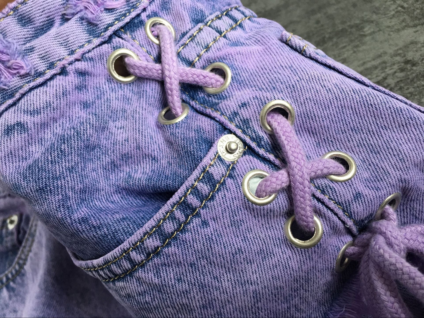 Purple Corset Jean Shorts