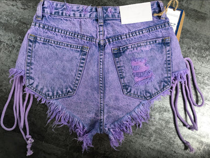 Purple Corset Jean Shorts