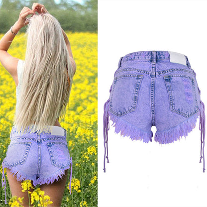 Purple Corset Jean Shorts