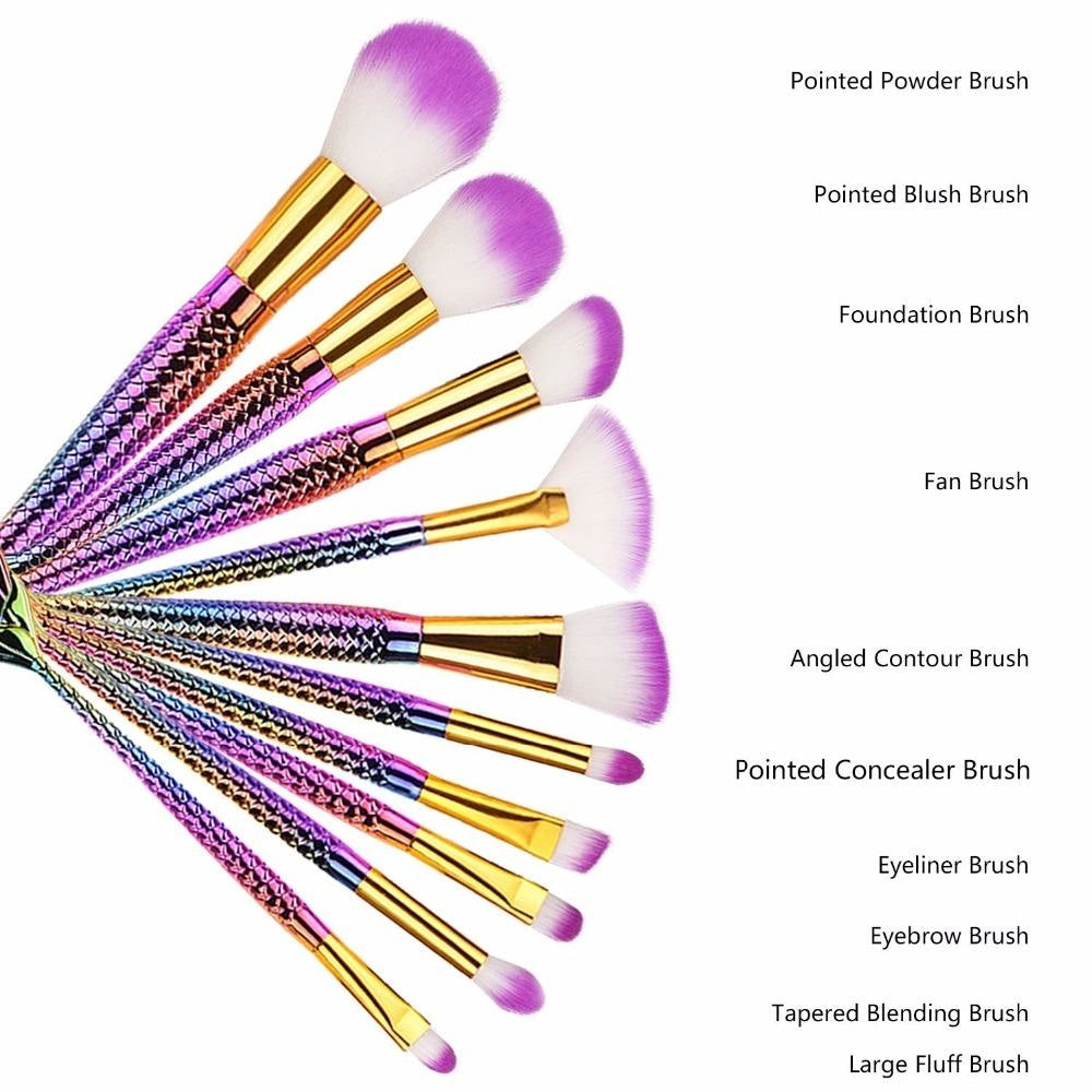 Rainbow Mermaid Makeup Brush Set