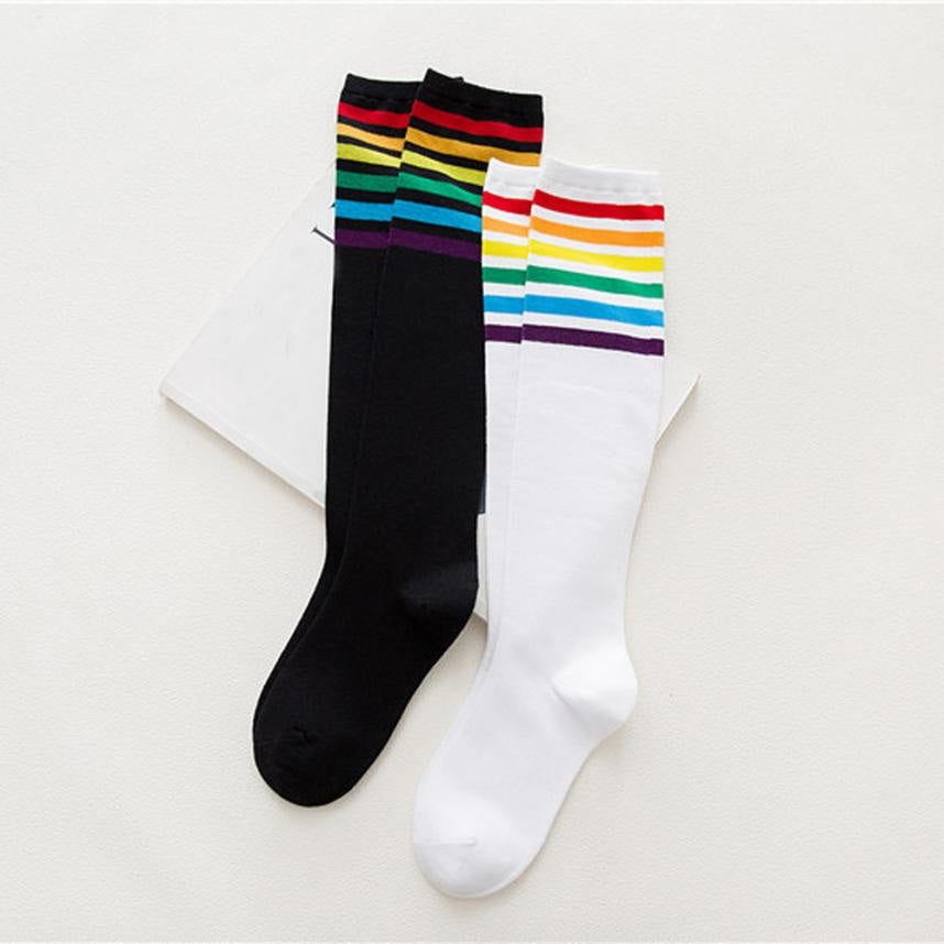 Rainbow Striped Pride Knee Socks