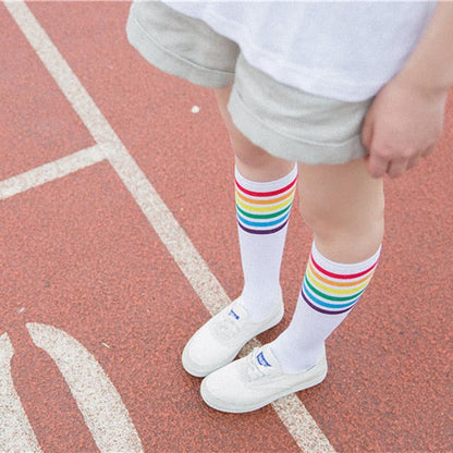 Rainbow Striped Pride Knee Socks