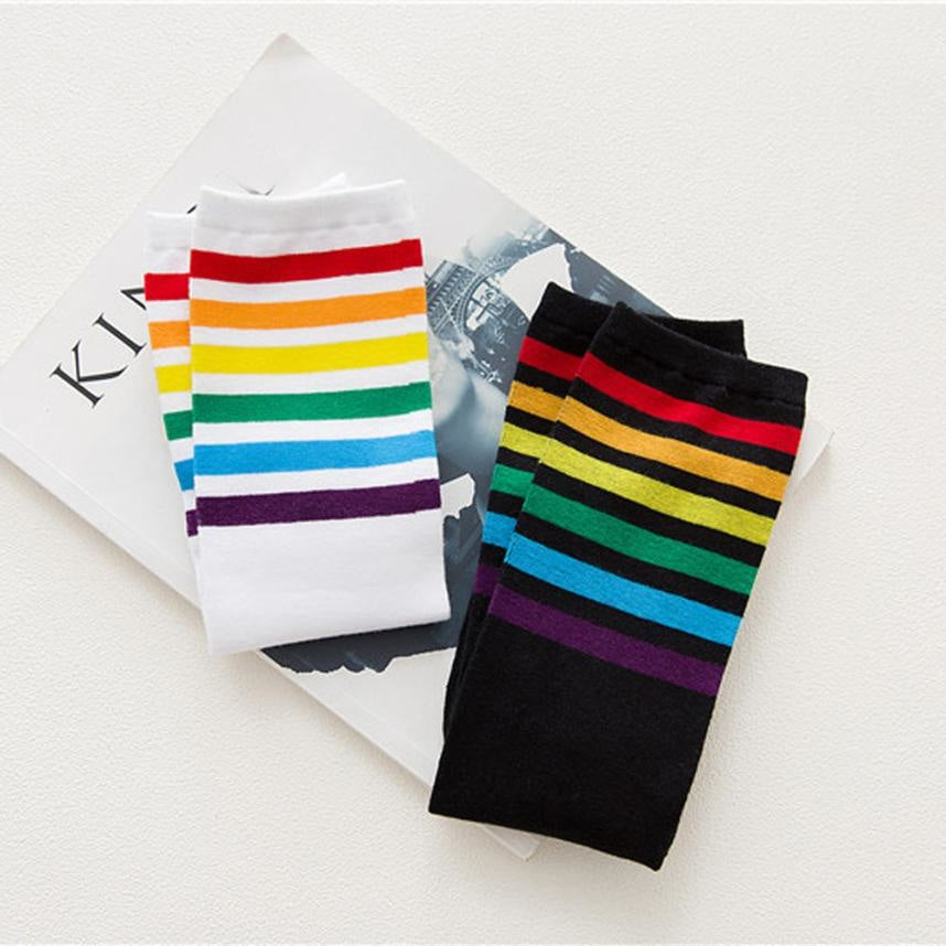 Rainbow Striped Pride Knee Socks