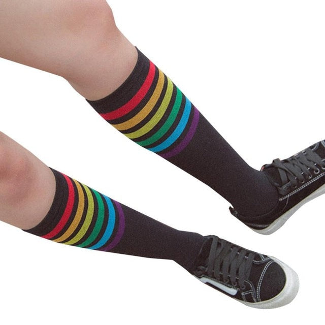 Rainbow Striped Pride Knee Socks