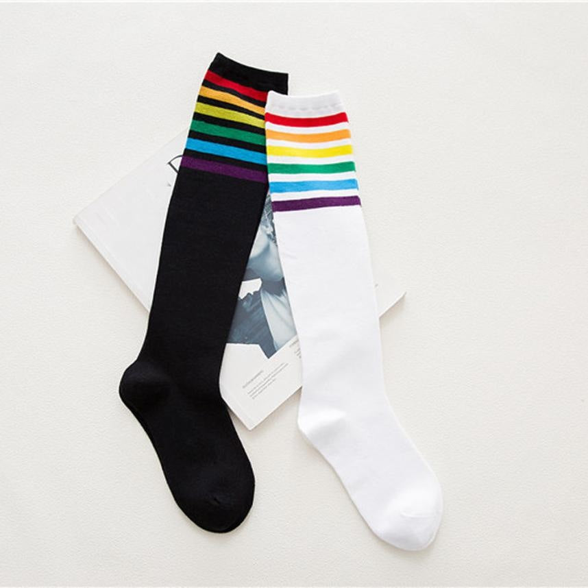 Rainbow Striped Pride Knee Socks