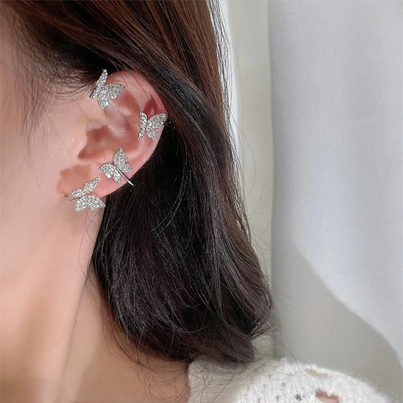 Rhinestone Butterfly Ear Cuffs