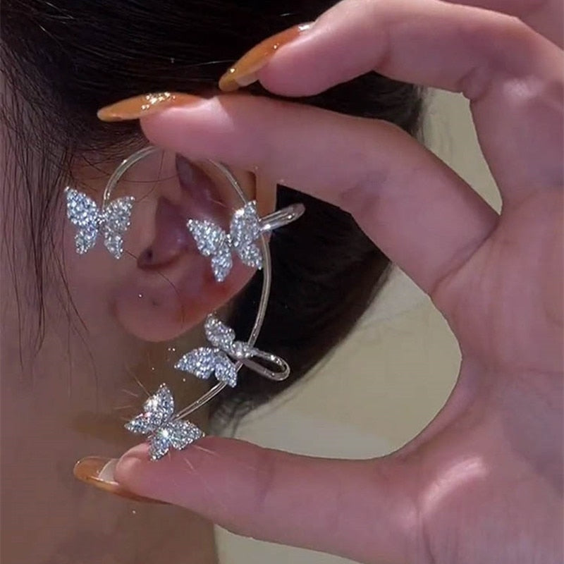 Rhinestone Butterfly Ear Cuffs