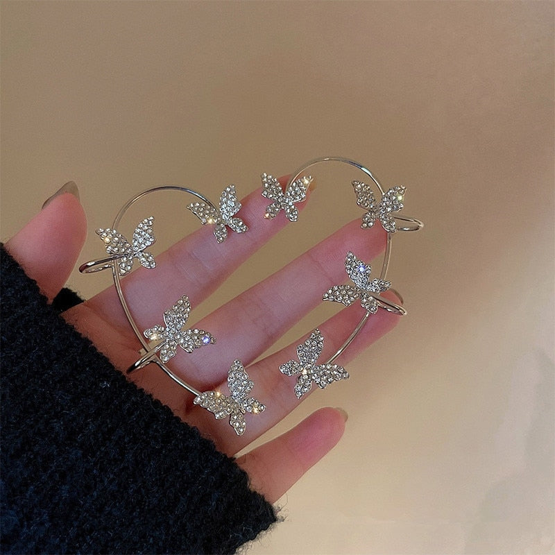 Rhinestone Butterfly Ear Cuffs