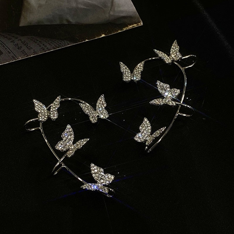 Rhinestone Butterfly Ear Cuffs