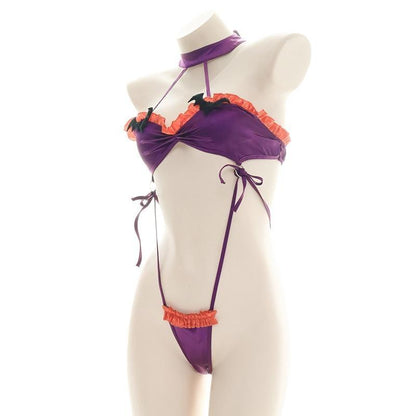 Ruffled Bat Halloween Monokini Set