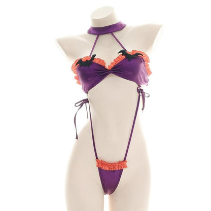 Ruffled Bat Halloween Monokini Set