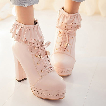 Ruffled Lace Booties