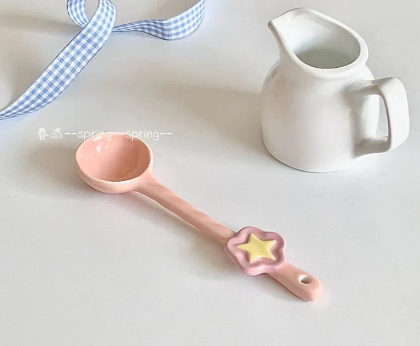 Sakura Ceramic Cup Saucer & Spoon Set