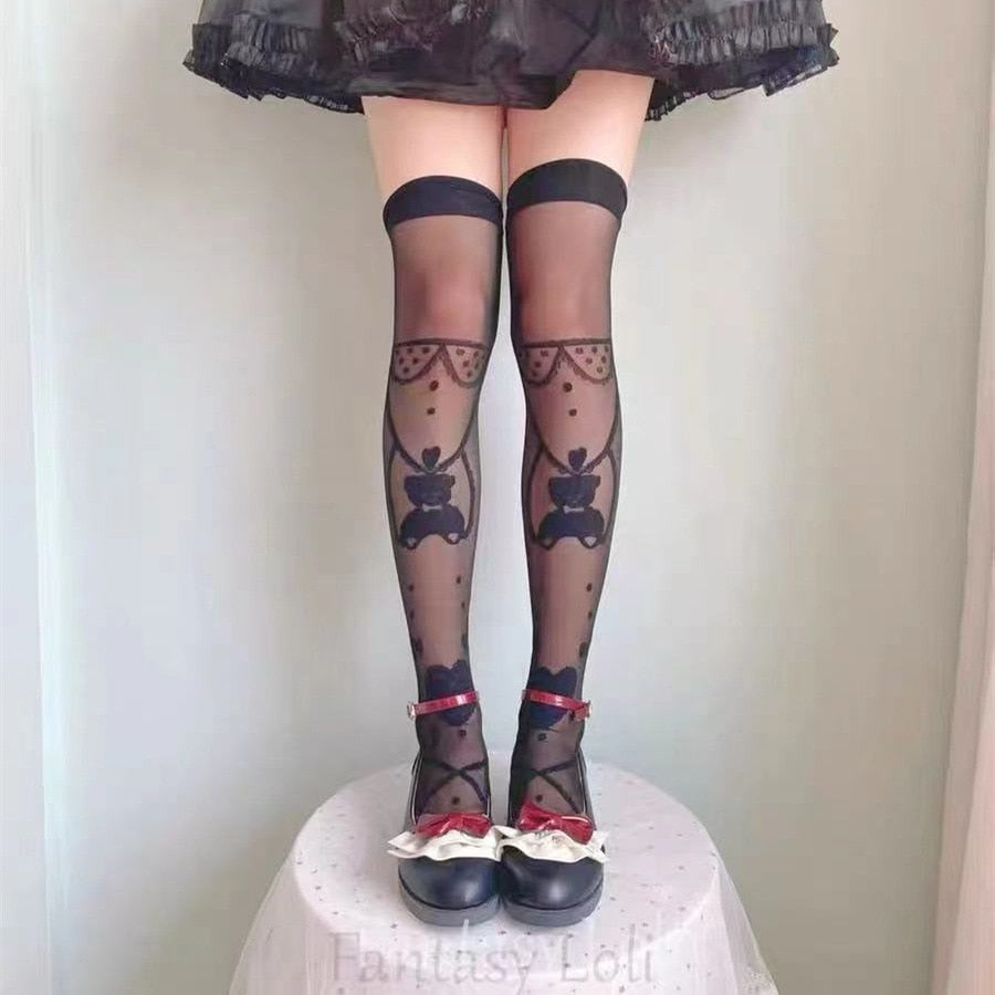 Sheer Lolita Nylon Thigh Highs