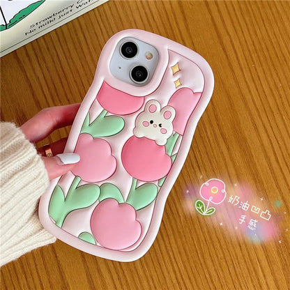 Spring Tulip Bunny iPhone Case