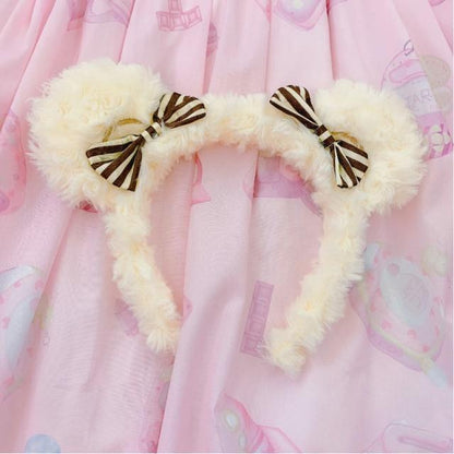 Strawbunny Ear Plush Headband