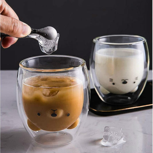 Upside Down Bear Glass Cup