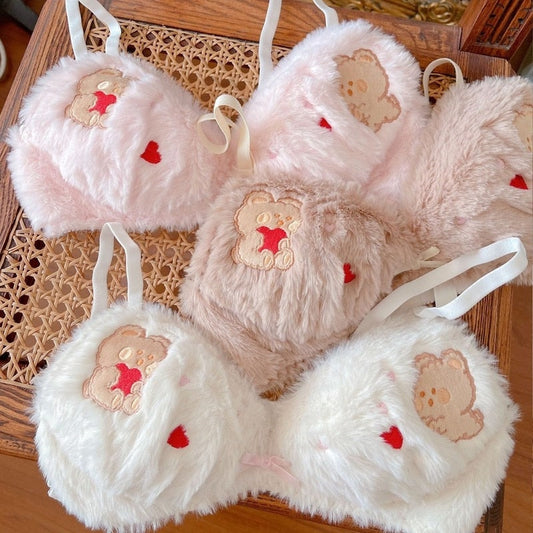 Valentine Fuzzy Bear Lingerie Set