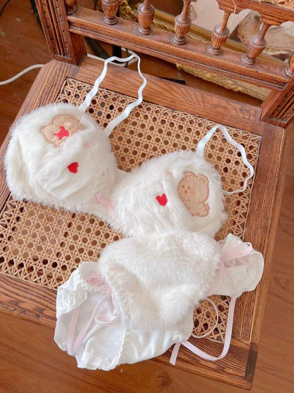 Valentine Fuzzy Bear Lingerie Set