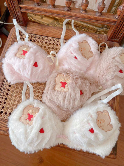 Valentine Fuzzy Bear Lingerie Set