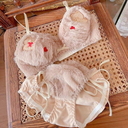 Valentine Fuzzy Bear Lingerie Set