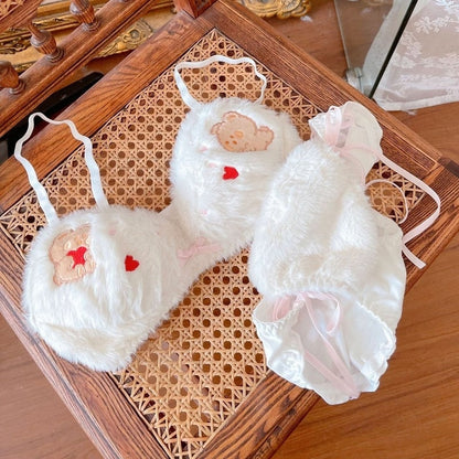 Valentine Fuzzy Bear Lingerie Set